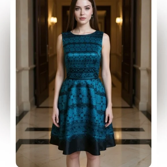 The Limited Blue and Black Patterned Mini Dress - Picture 1 of 12